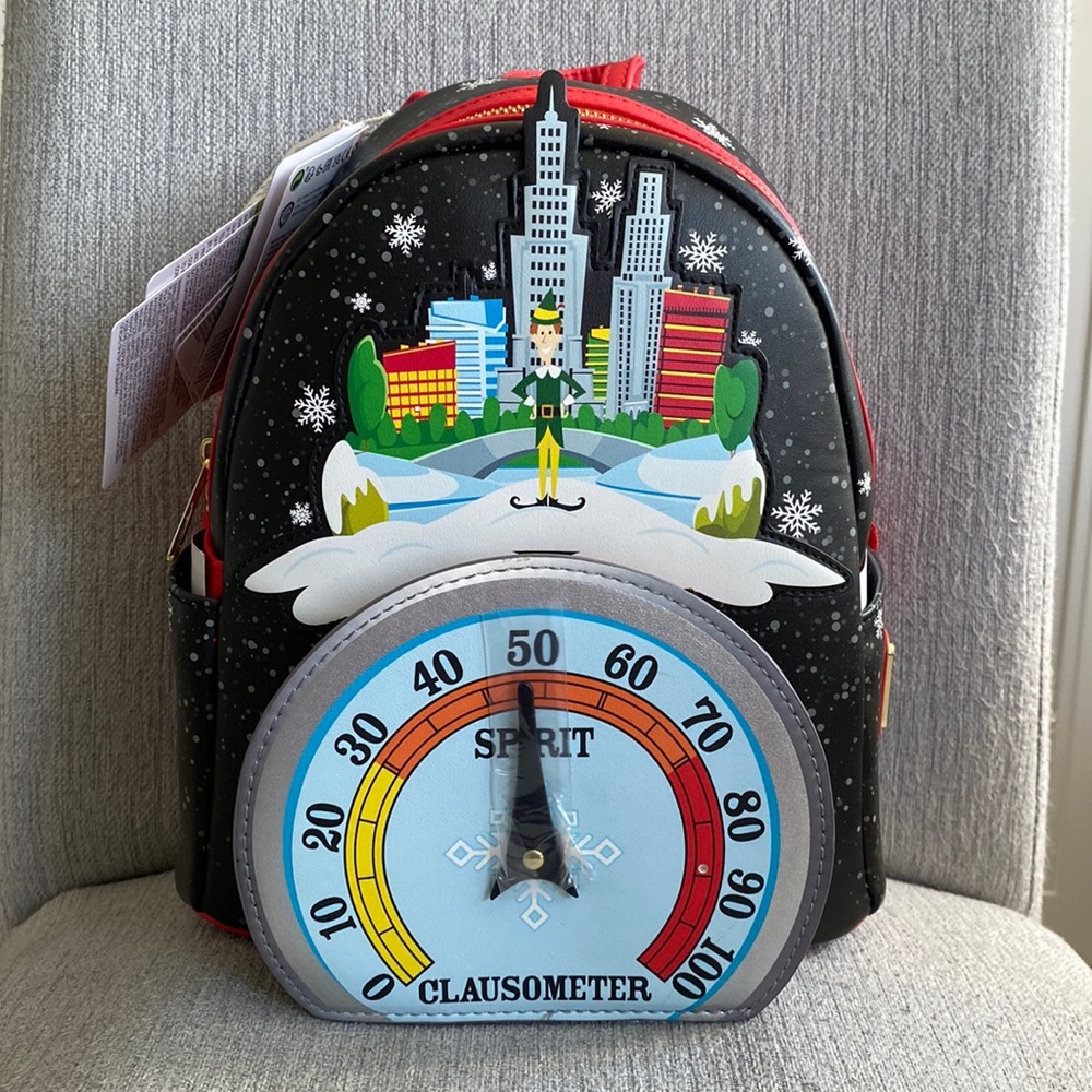 NWT Loungefly Disney ELF Clausometer Light Up Mini Backpack Bag